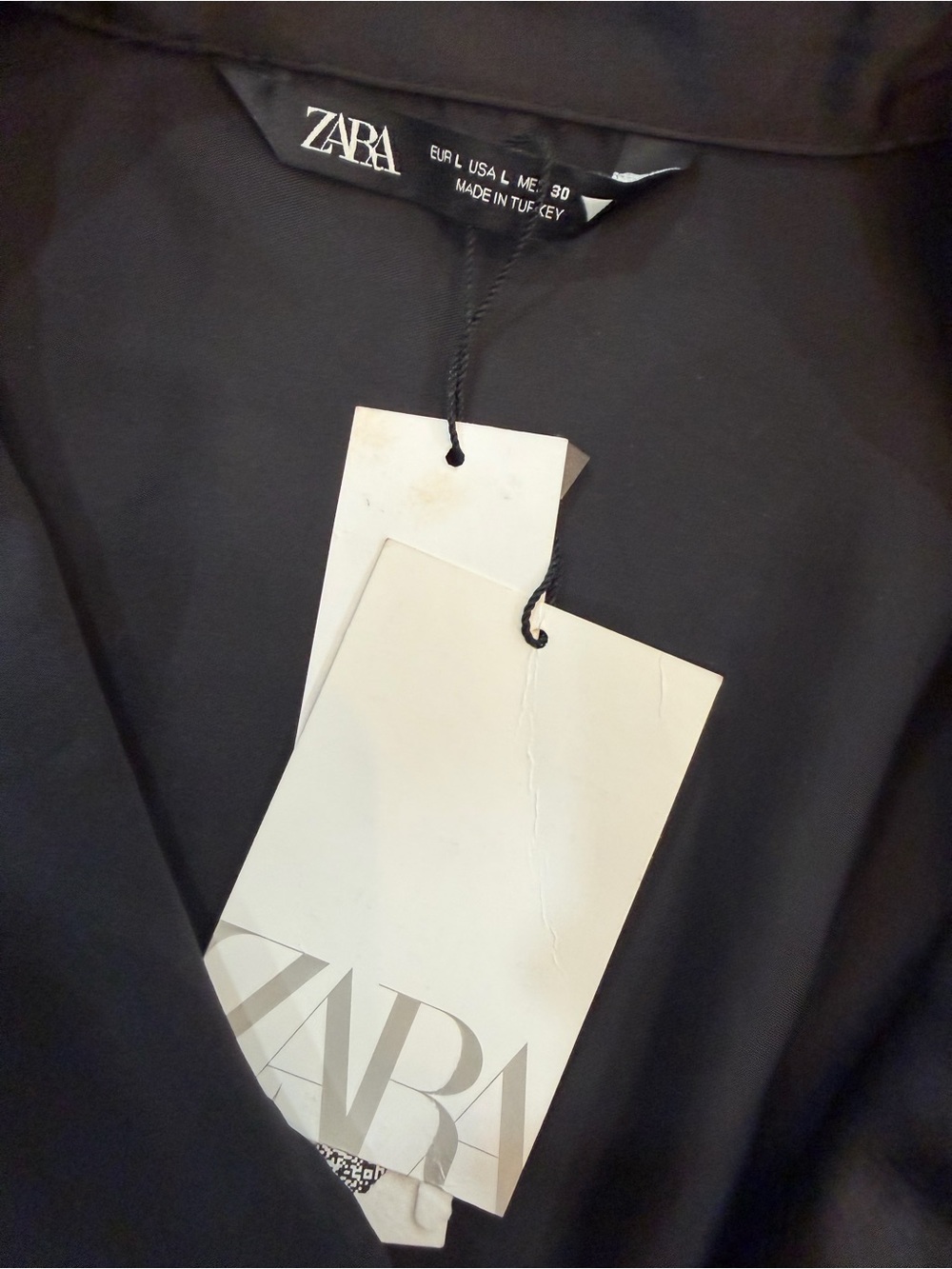 Zara Black Collared Satin Blouse with Tag - Picture 2 of 3
